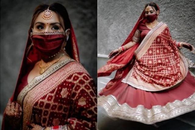 lockdown bridal lehenga red maroon