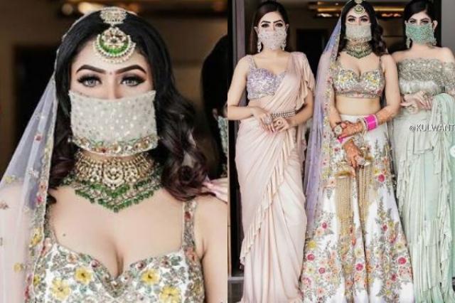 lockdown bridal lehenga stylish mask